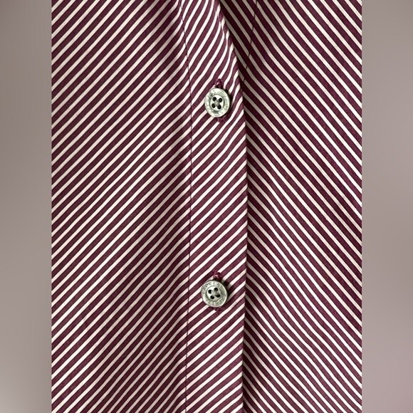 Express Design Studios Maroon 3/4 Sleeve Button Down Dress Shirt Size M Fitted - Picture 4 of 8